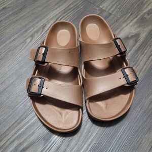 Birkenstock Rubber Comfort Slides Size 42 Tan